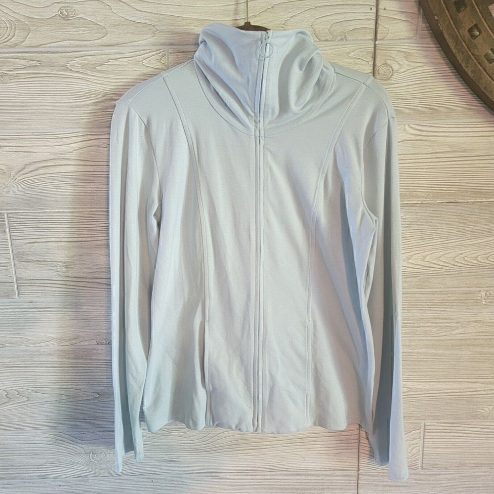Eileen Fisher Full Zip Up SZ XS Sweater Women's Baby Blue Athletic